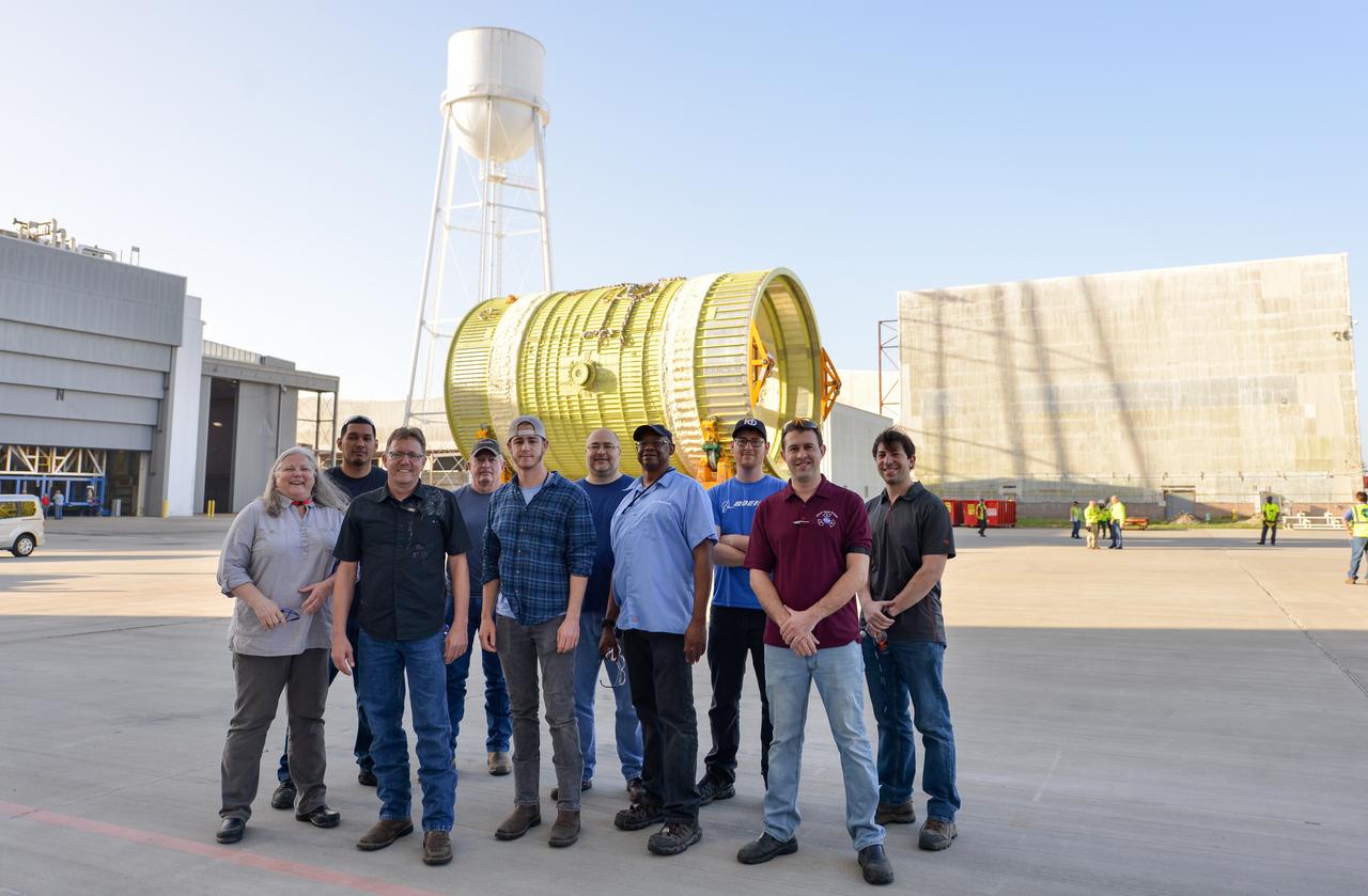 Group photo of the Boeing technicians that built the Intertank Structural Test Article.